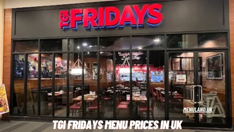 TGI Fridays Menu Prices in UK