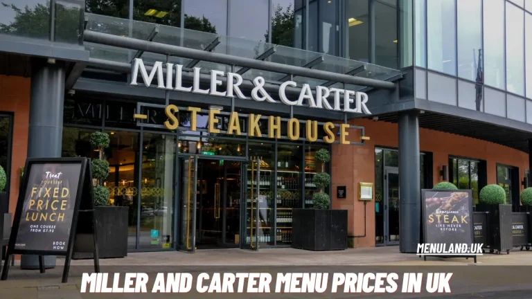 Miller and Carter Menu Prices in UK