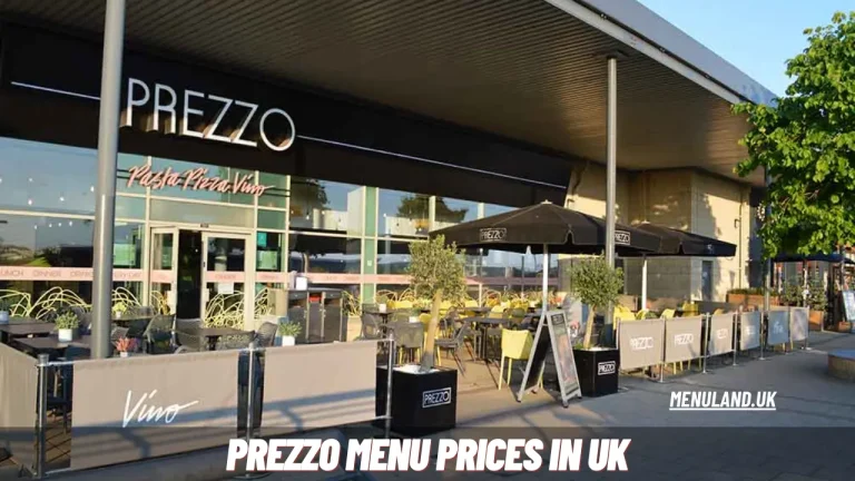 Prezzo Menu Prices in UK