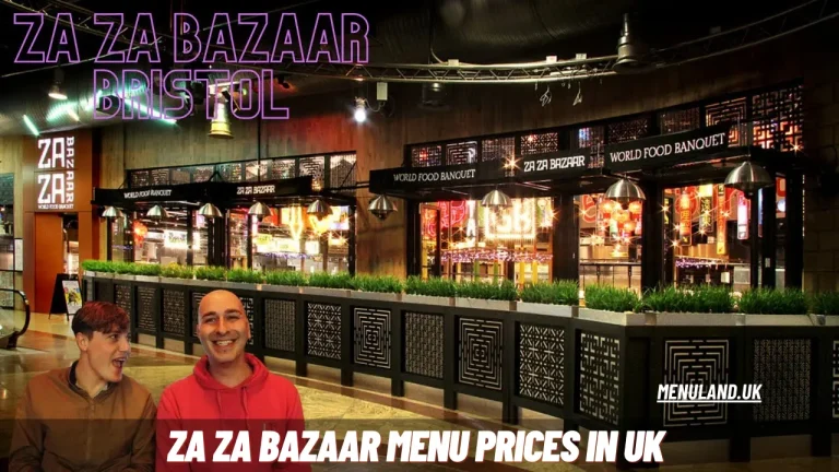 Za Za Bazaar Menu Prices in UK