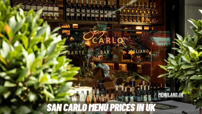 San Carlo Menu Prices in UK