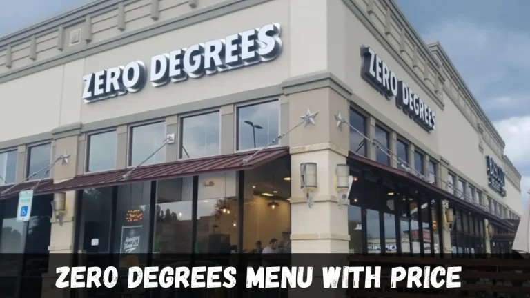 zero degrees Menu With Prices